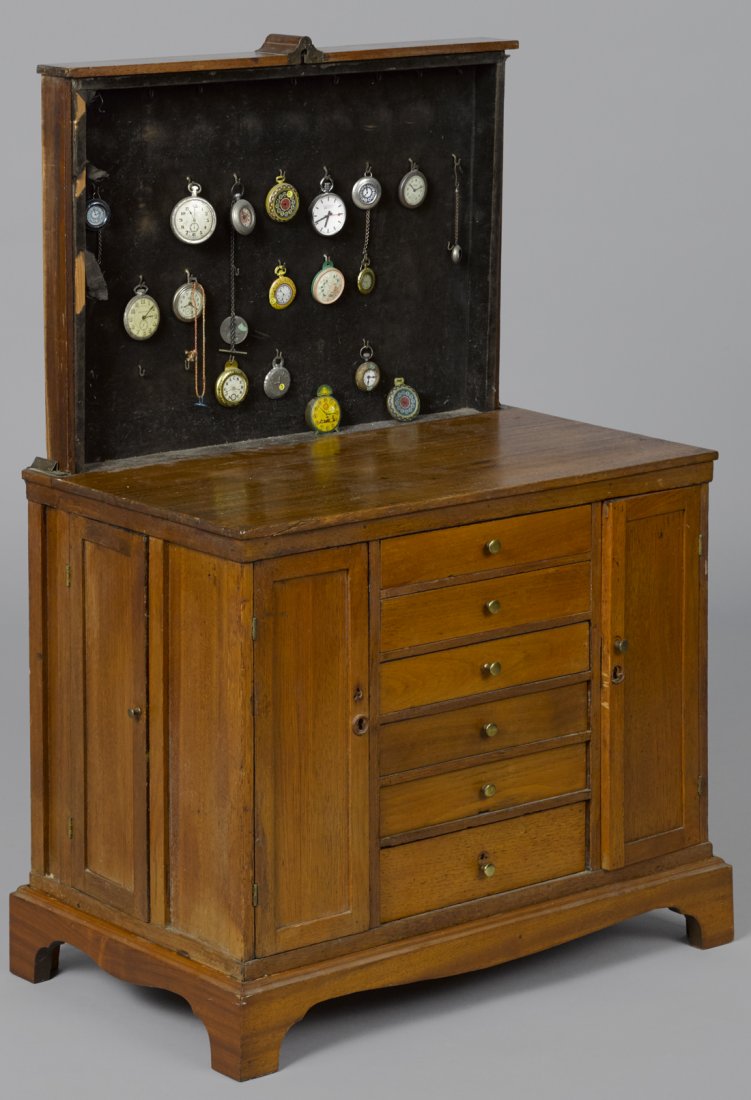 Unusual child size walnut watch maker's chest w (1 of 1)