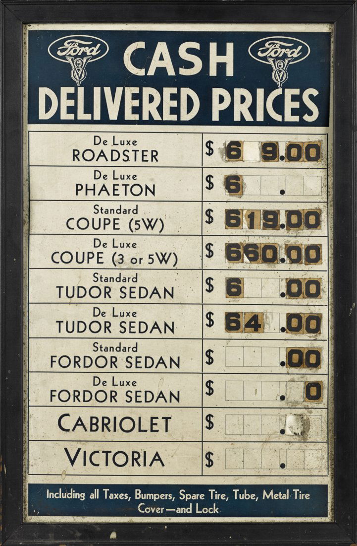 Ford Cash Delivered Prices advertising sign, (1 of 1)