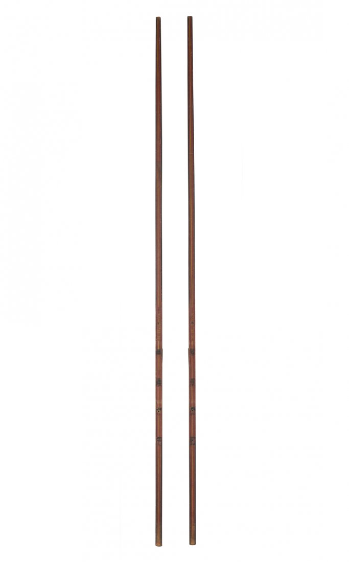 Pair of painted circus stilts, late 19th c., in (1 of 3)