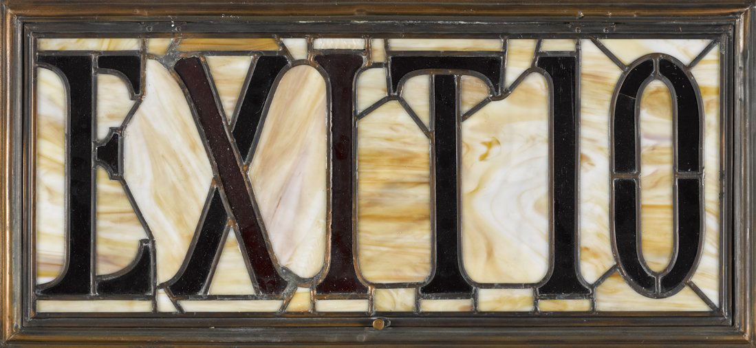 Leaded glass Exit light, in its original meta (1 of 1)