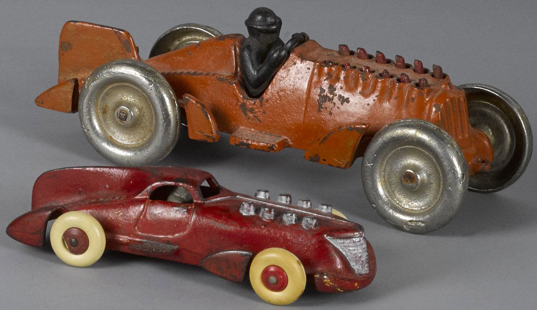 Two Hubley cast iron race cars, one having oper (1 of 1)