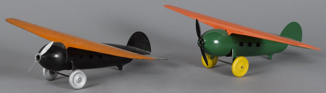 Two Marx pressed steel airplanes with wooden wh (1 of 1)