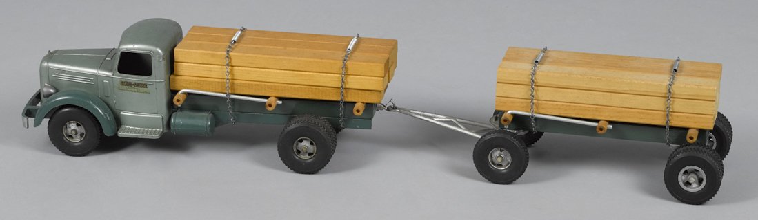 Smith Miller tandem lumber truck with original l: Smith Miller tandem lumber truck with original lumber, 37'' l.