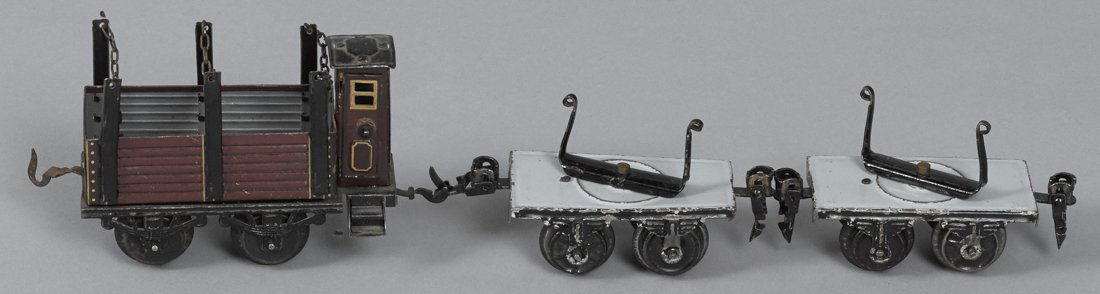 Three Marklin O Gauge freight train cars, four- (1 of 1)