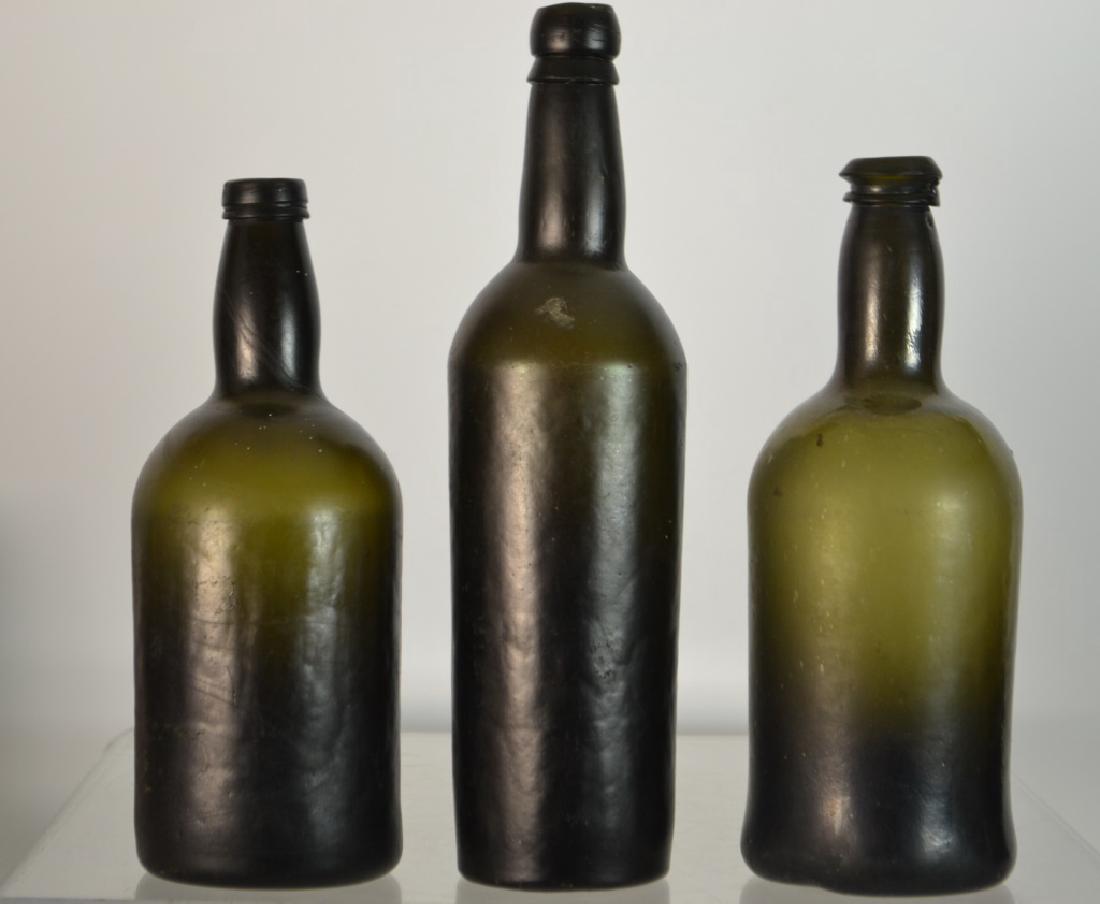 Three 19th C Bottles: Three 19th C Bottles, Civil War era "blob tops" tallest measures approx. 12" h