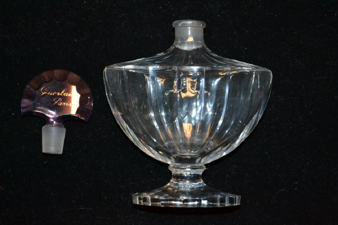 Guerlain Crystal Perfume Bottle w/ Stopper: Guerlain Crystal Perfume Bottle w/ Stopper, made in France. Bottle made by Baccarat.
