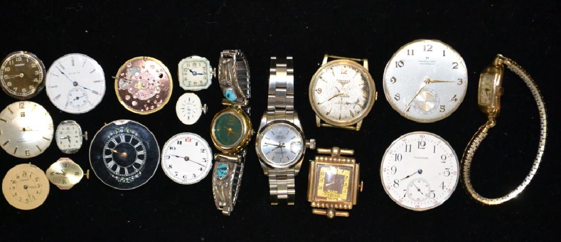 Nine Watch Movements & Wrist Watches: Nine Watch Movements & Wrist Watches including: Hamilton, G.F. Longines (no crystal) Tissot, etc.