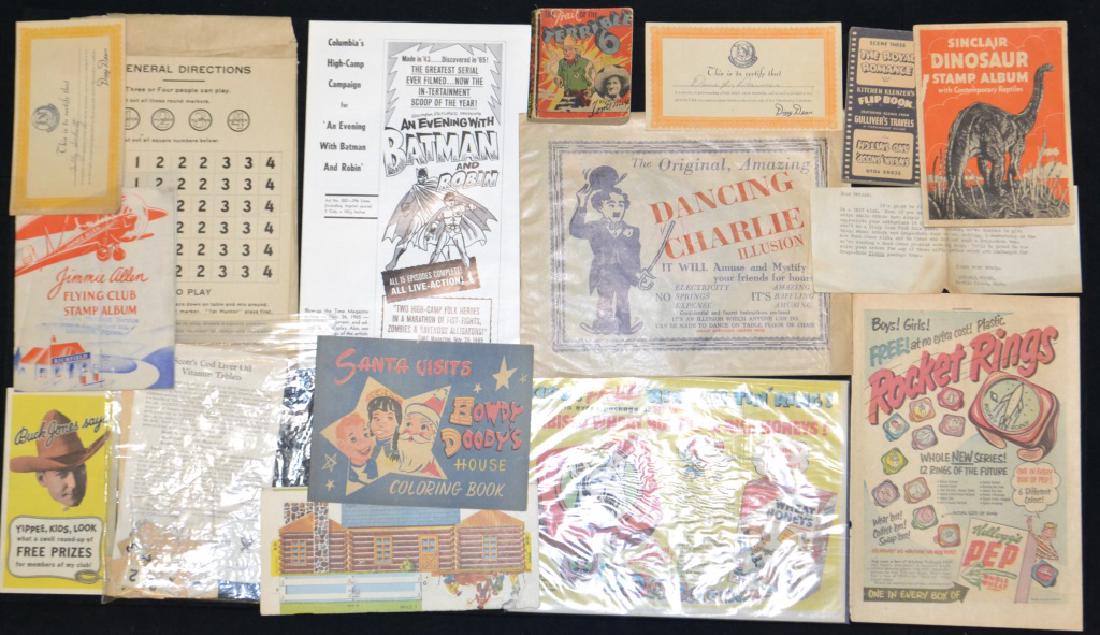Jimmie Allen, Howdy Doody, Batman & Robin Epherema: Jimmie Allen, Howdy Doody, Batman & Robin Epherema including: Dizzy Dean epherema, Dizzy Dean pin, (COA) Kitchen Klenzers flip book, The Trail of the Terrible 6, Captain Midnight's secret squadron 194