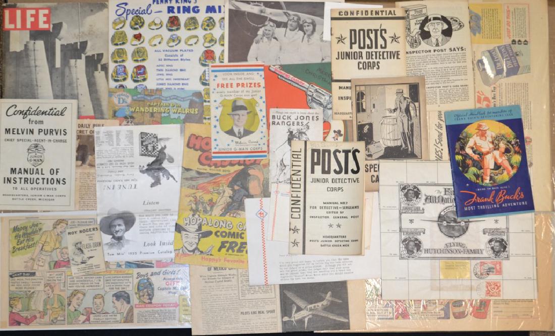 1930's, 40's, 50's Premium & Epherema Lot: 1930's, 40's, 50's Premium & Epherema Lot including: Frank Bucks, Junior G man, Captain Midnight, Buck Jones, Hop Along Cassidy and others.