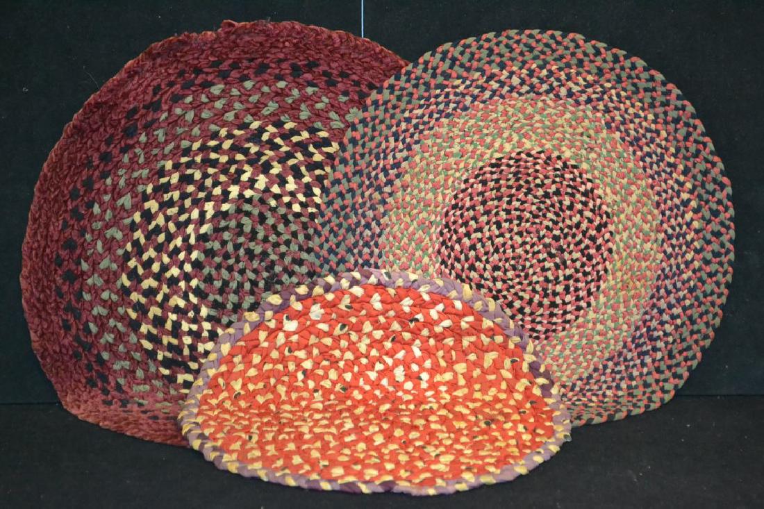 3 Early 20th C Rag Rugs: 3 Early 20th C Rag Rugs largest measures approx 16"dia