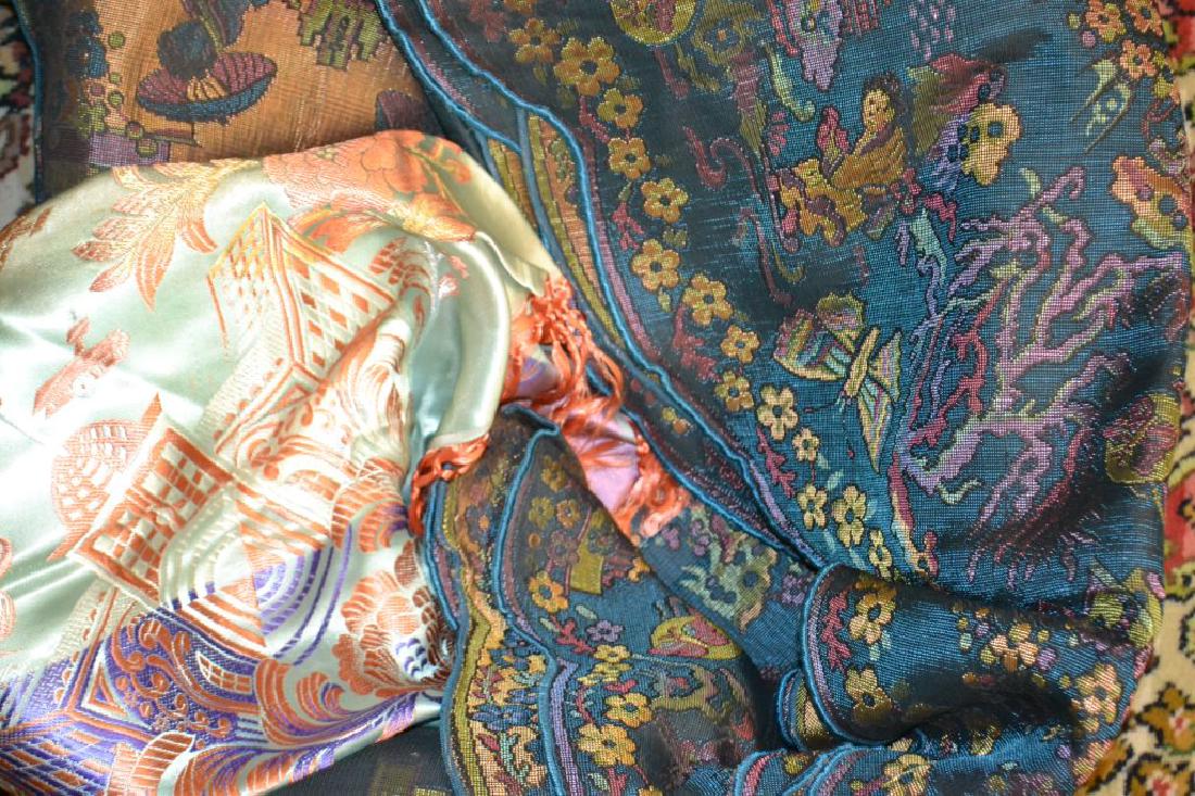 Collection of 1st half 20th C Japanese Table Linen: Collection of 1st half 20th C Japanese Table Linens including: tablecloth, (2) table runners, (1) Silk shaw