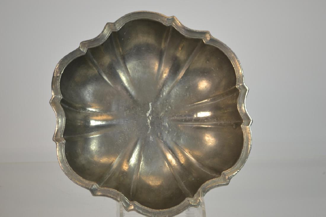 Antique Swiss Pewter Rococo Form Basin: Antique Swiss pewter rococo form basin, makerâ€™s marks on back. D: 9 Â¾â€.