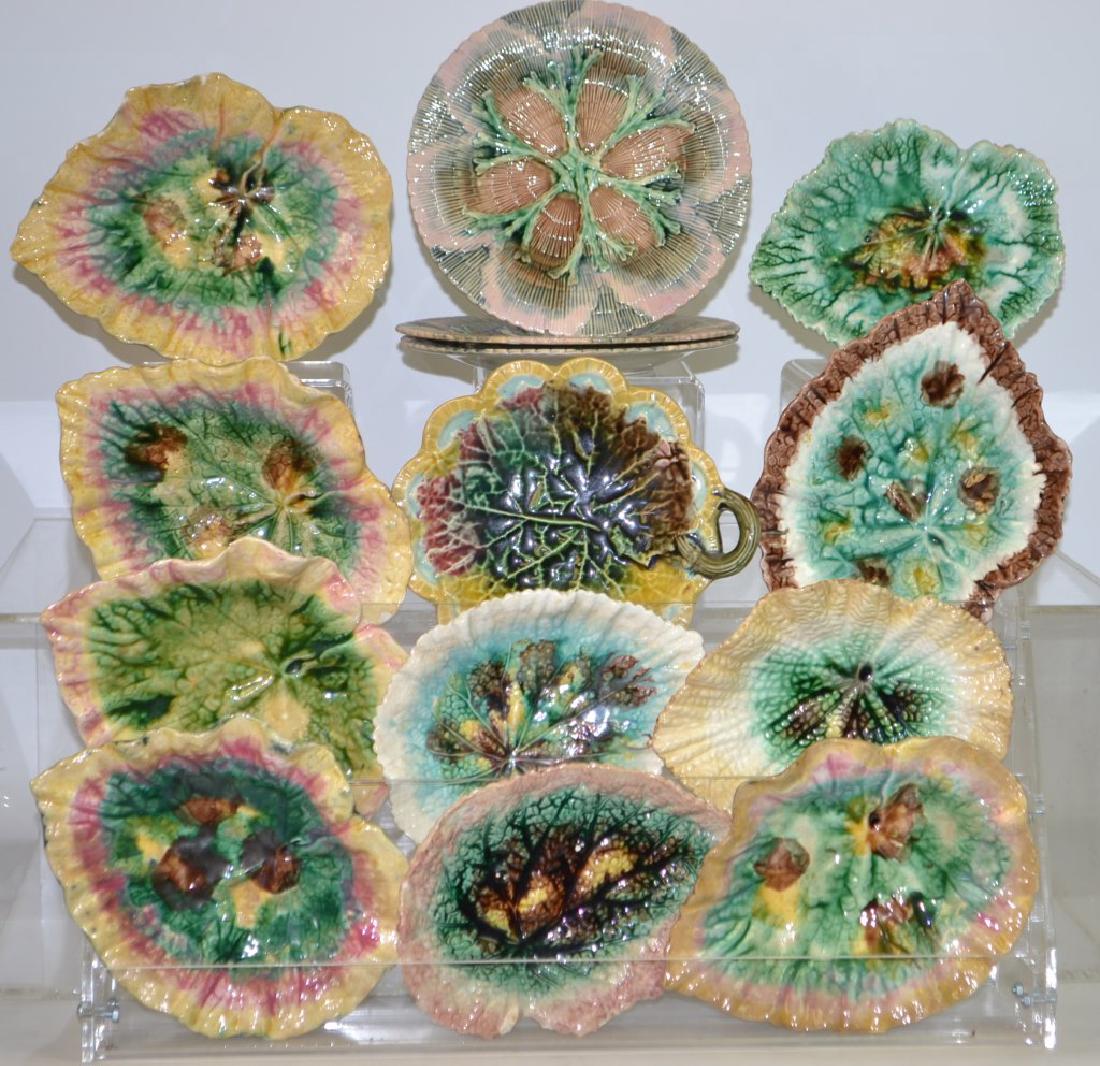 14 Pieces of Etruscan Majolica, Leaf Plates (1 of 4)