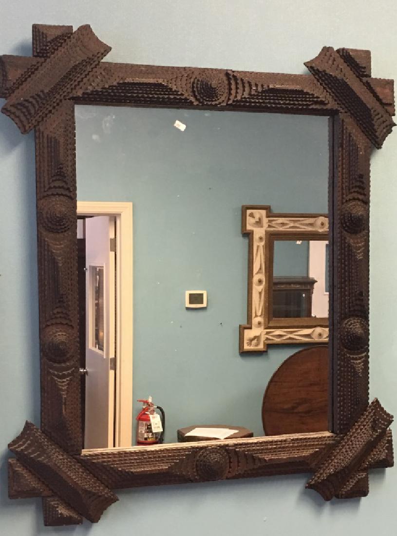 Tramp Art Frame with Geometric Shapes c. 1880 (1 of 2)