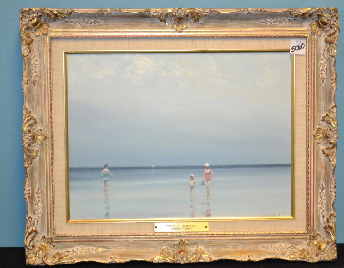 Andre Gisson (1921 - 2003) Walk On The Beach: Andre Gisson (1921 - 2003) oil on canvas "Walk On The Beach" signed Lr, measuring appx 15" x 11" ID