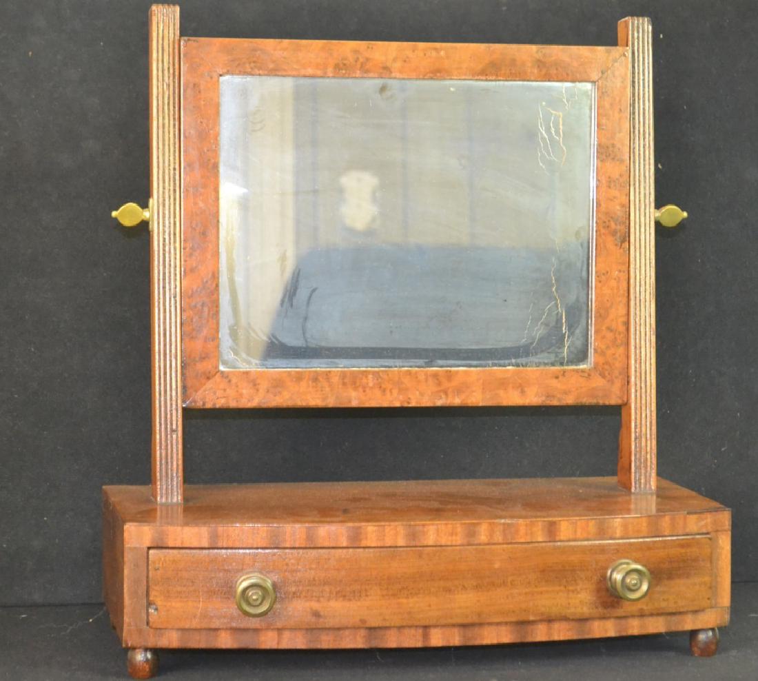 Antique Shaving Mirror: Antique Shaving Mirror, Walnut construction with hand dovetailed drawer, measures 16'' wide x 8'' deep, mirror is 17.5'' high