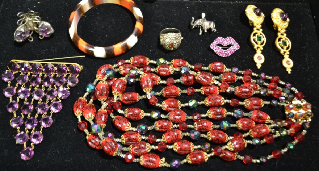 Designer and Danish Jewelry: Designer and Danish jewelry including a silver Danish butterfly rain, Sterling locket ring, Givenchy clip earrings, and other costume
