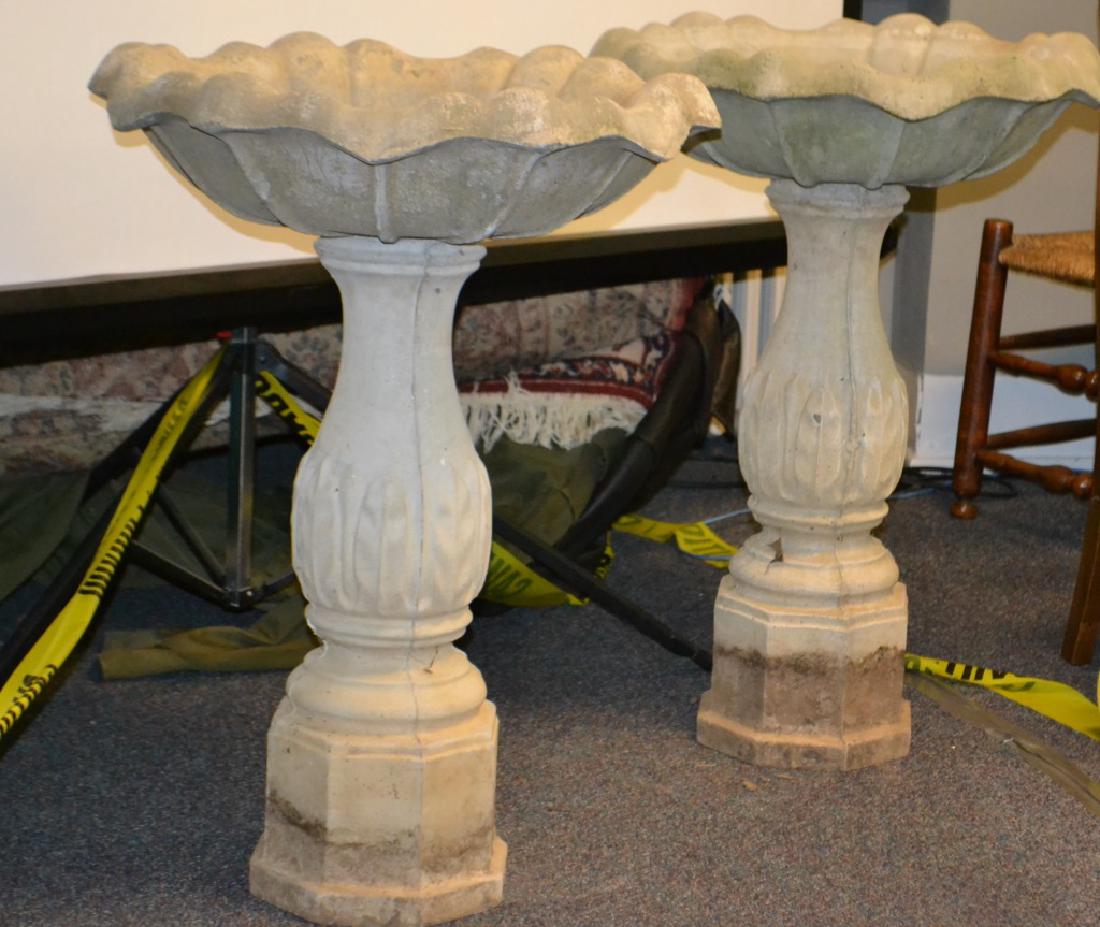 Pair of Contemporary Cement Bird Baths (1 of 3)