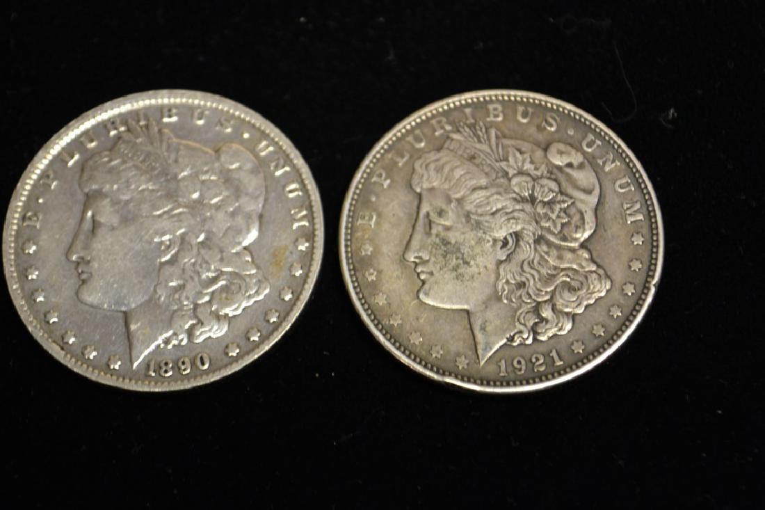 1890-S Morgan Silver Dollar & 1921- P Morgan (1 of 5)