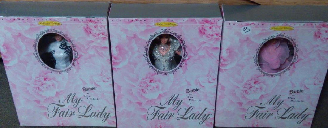Hollywood Legends Barbie Collection: Grouping includes three "My Fair Lady" Barbies as Eliza Doolittle in different garb