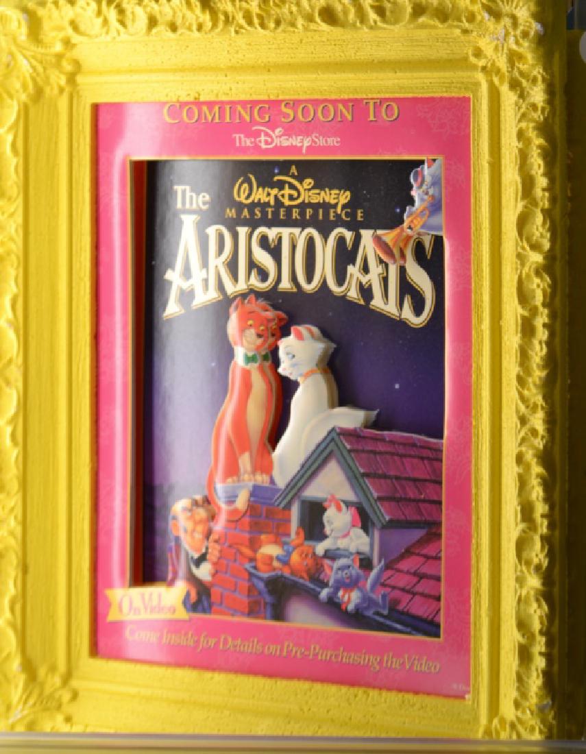 Four Disney Aristocats Props and More: Four prop frames and pictures from Disney's Aristocats, including one that resembles a 3D Lobby Card and three portraits of the kittens Berlioz, Toulouse, and Marie - Marie is loose from her frame and