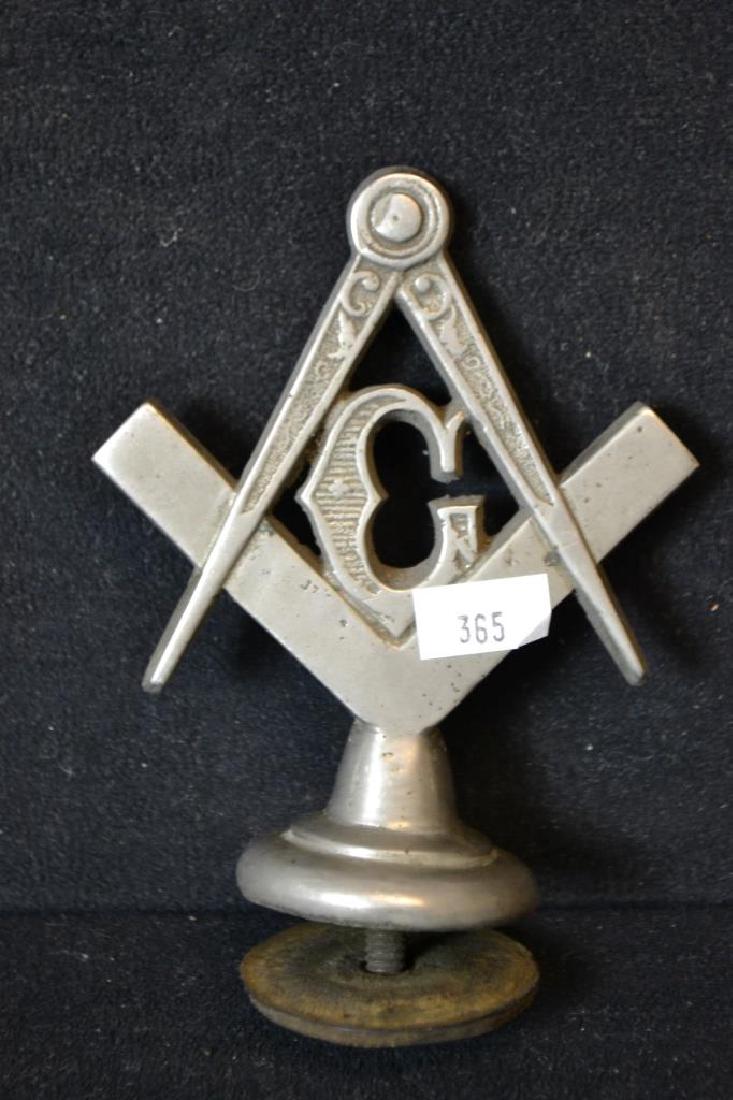 Masonic Hood Ornament (1920's): 1920's Masonic Hood ornament, appears to be made of Steel, has original screw and washer, no visual loss or damage