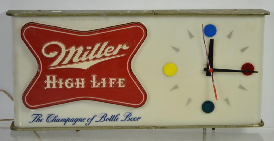 1957 Miller High Life Light Up Pub Sign and Clock