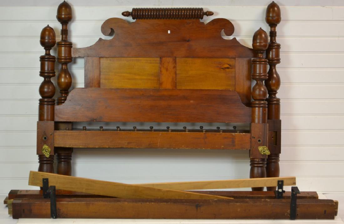 York PA Four Poster Acorn Bed by Morgart: Finely crafted and turned four post rope bed, with exagerated acorn finials, by Morgart of York PA, headboard acorn is at 49"H