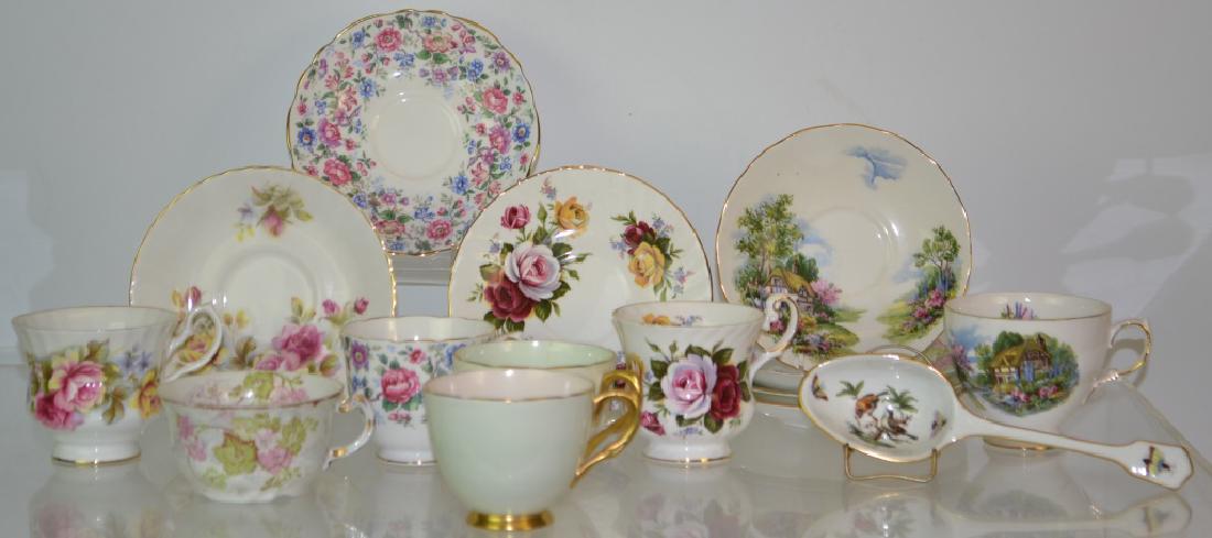 Fine Cup and Saucer Collection: Fine Cup and Saucer Collection, various makers including Vanderwood, Royal Vale, Limoges, Crown Staffordshire, Royal Crest and a Herend serving spoon