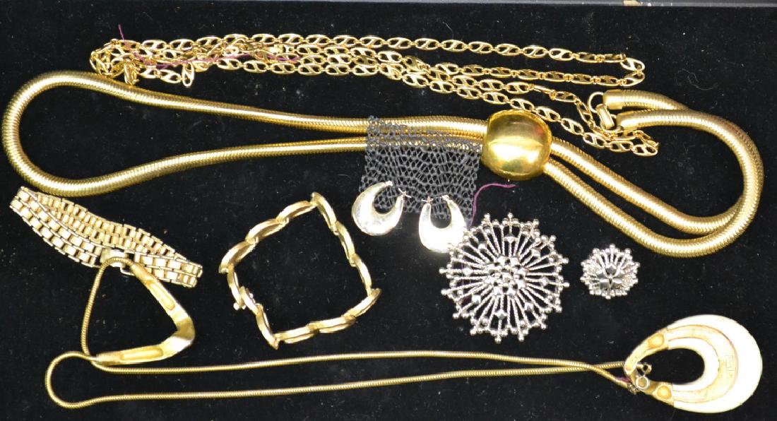 Costume Jewelry Grouping: Costume jewelry including 2 Trifari necklaces, bracelet, Monet pin, Napier bracelet, etc.