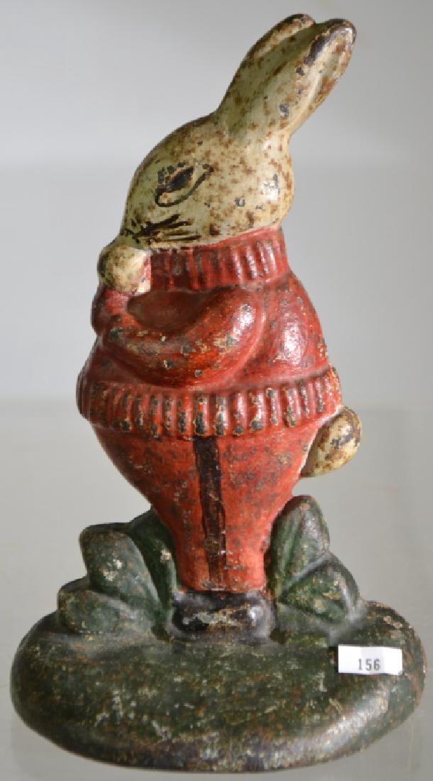 Rare Antique Cast Iron Peter Rabbit Doorstop: Rare Antique Cast Iron Peter Rabbit doorstop, has original paint, standing approx . 8"H with no visual damage