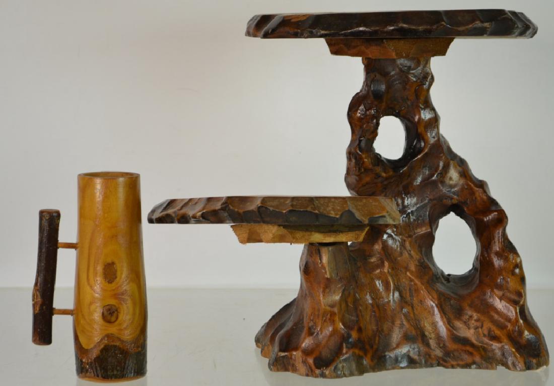 Carved Driftwood Stand and Mug Driftwood baser with 2 (1 of 4)