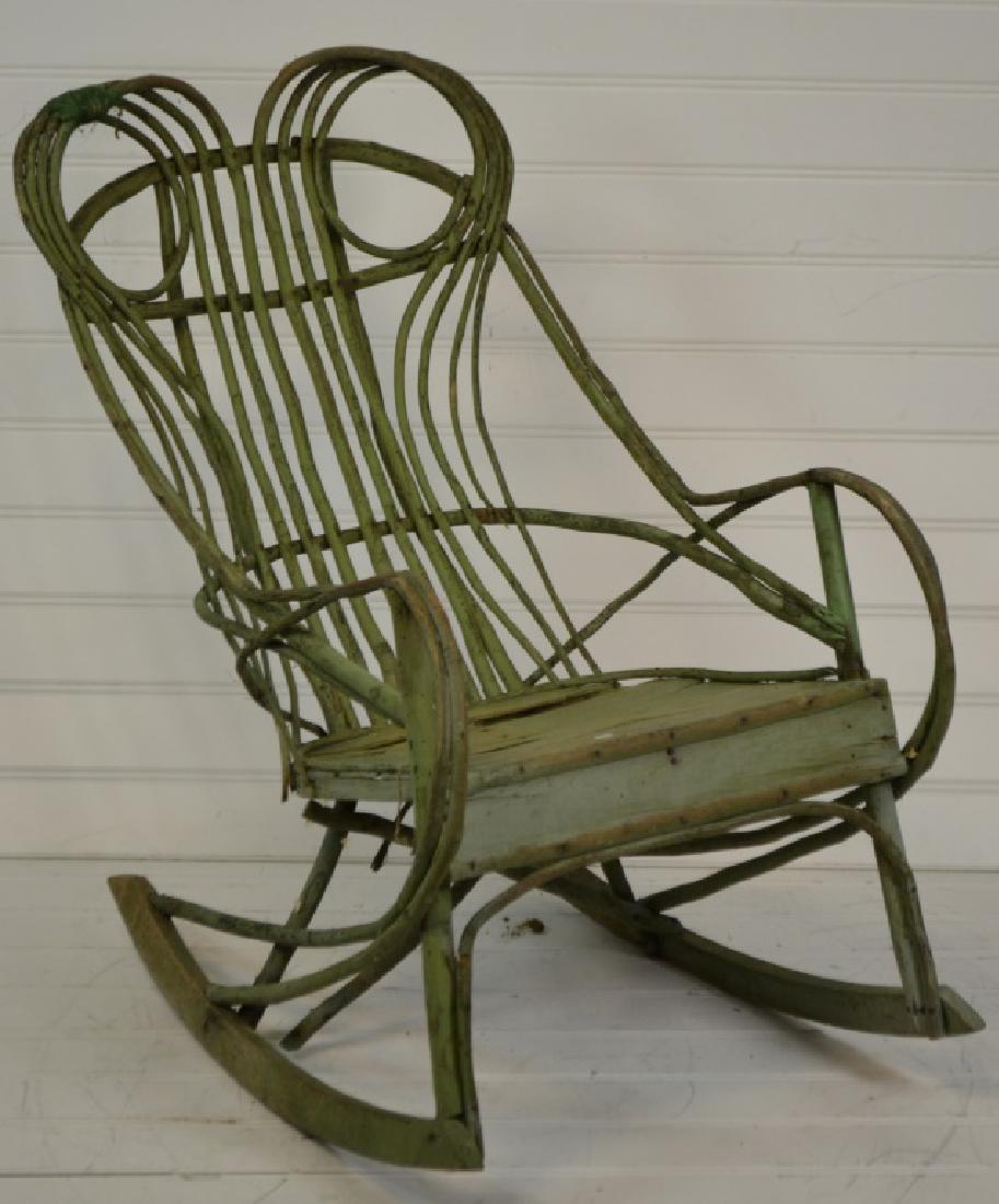 Adirondack Rocking Chair Old green paint. Circa 1900. (1 of 2)