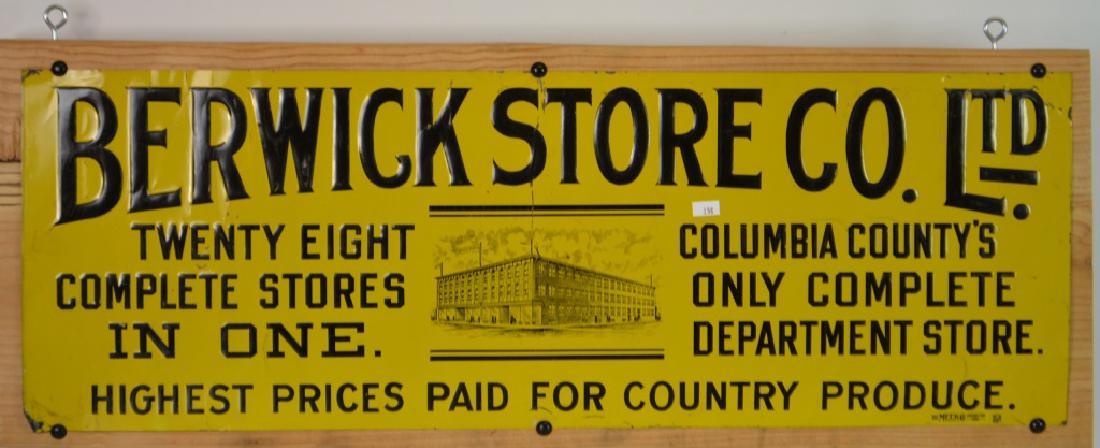 Berwick Store Tin Sign Yellow with raised black (1 of 1)