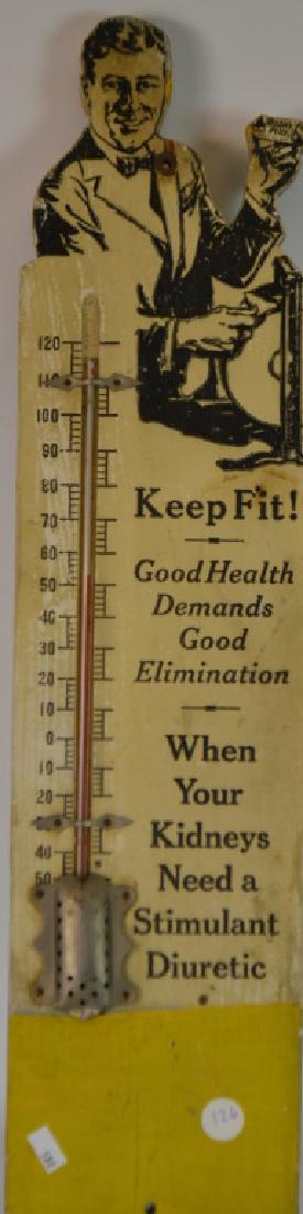 Doan"s Pills Advertising Thermometer Item has a wooden (1 of 2)