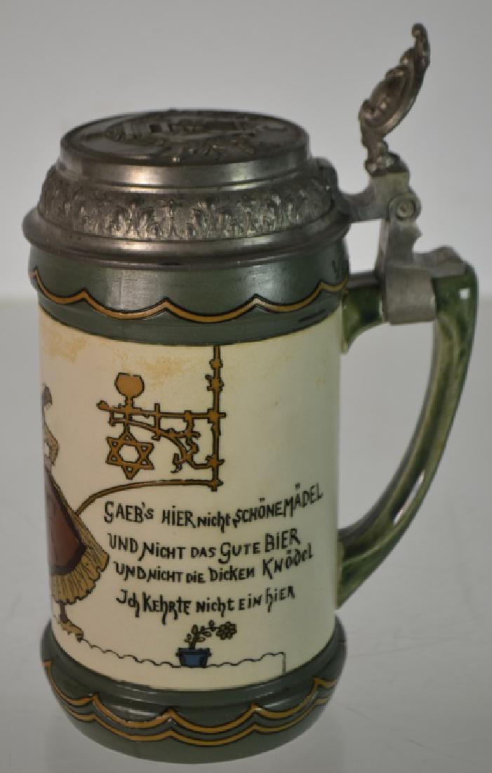 Mettlach German Stein Depicts a musician with 2 girls (1 of 5)