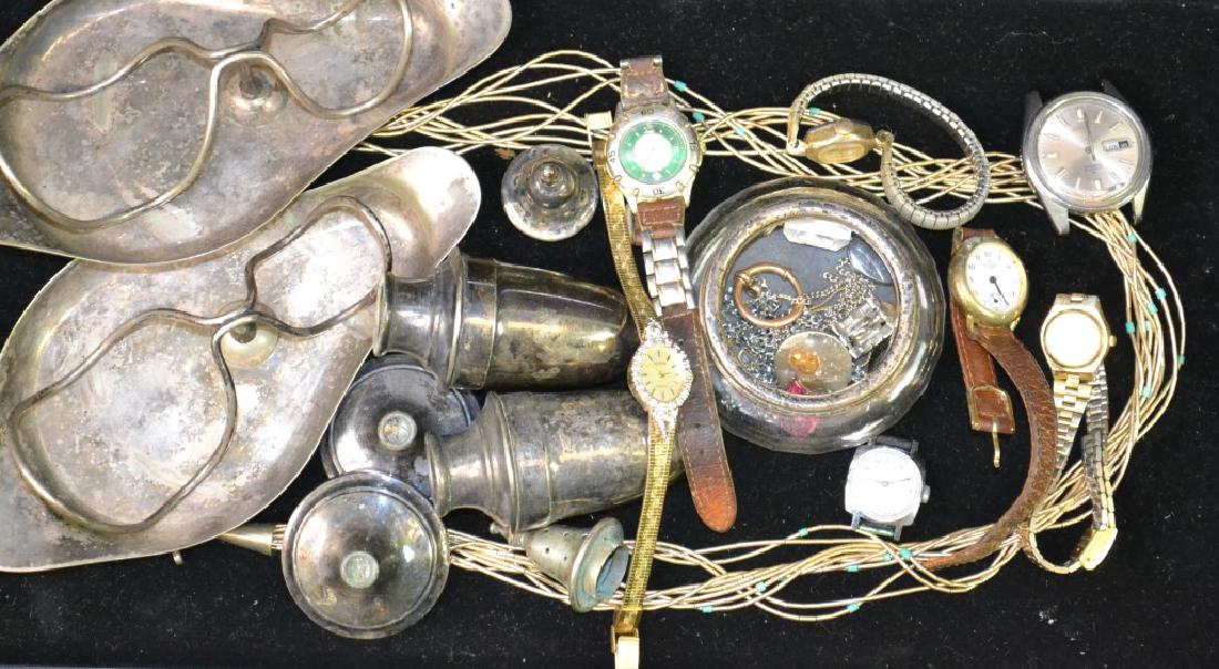 Sterling and Wristwatch Grouping Including a large (1 of 1)