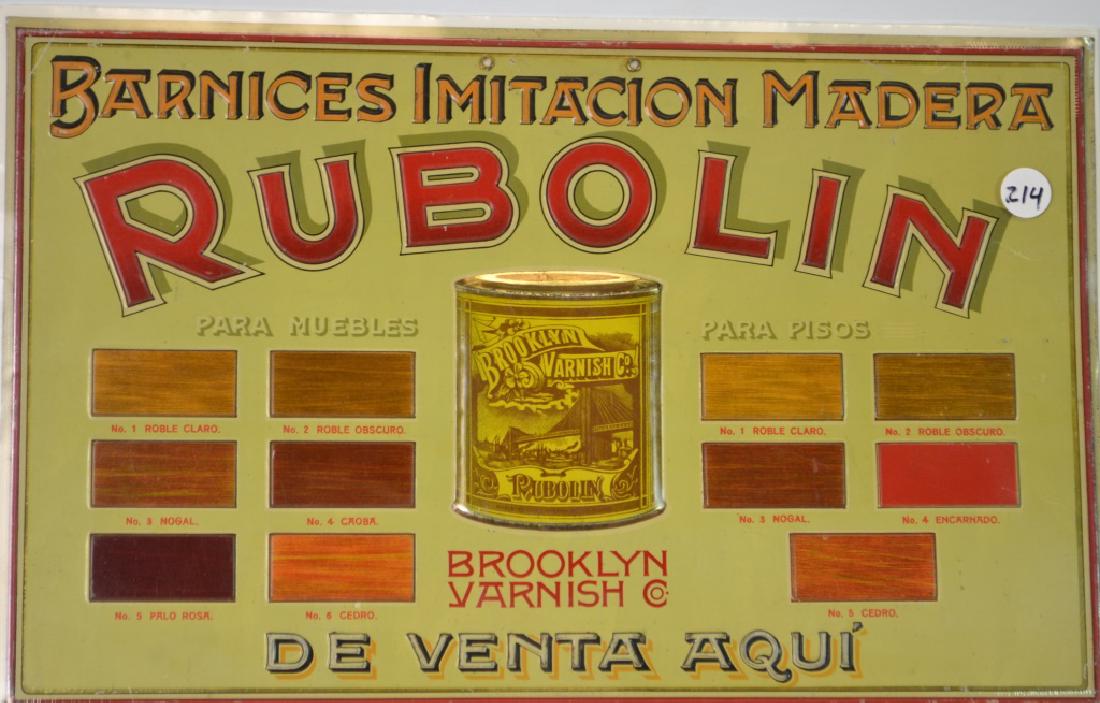 Rubolin Brooklyn Varnish Co. Tin Sign Pressed tin sign, (1 of 2)