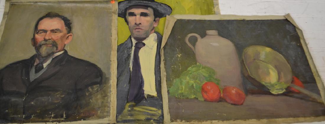 Grouping of 3 Oil Paintings on Canvas 1 is signed F.L. (1 of 5)