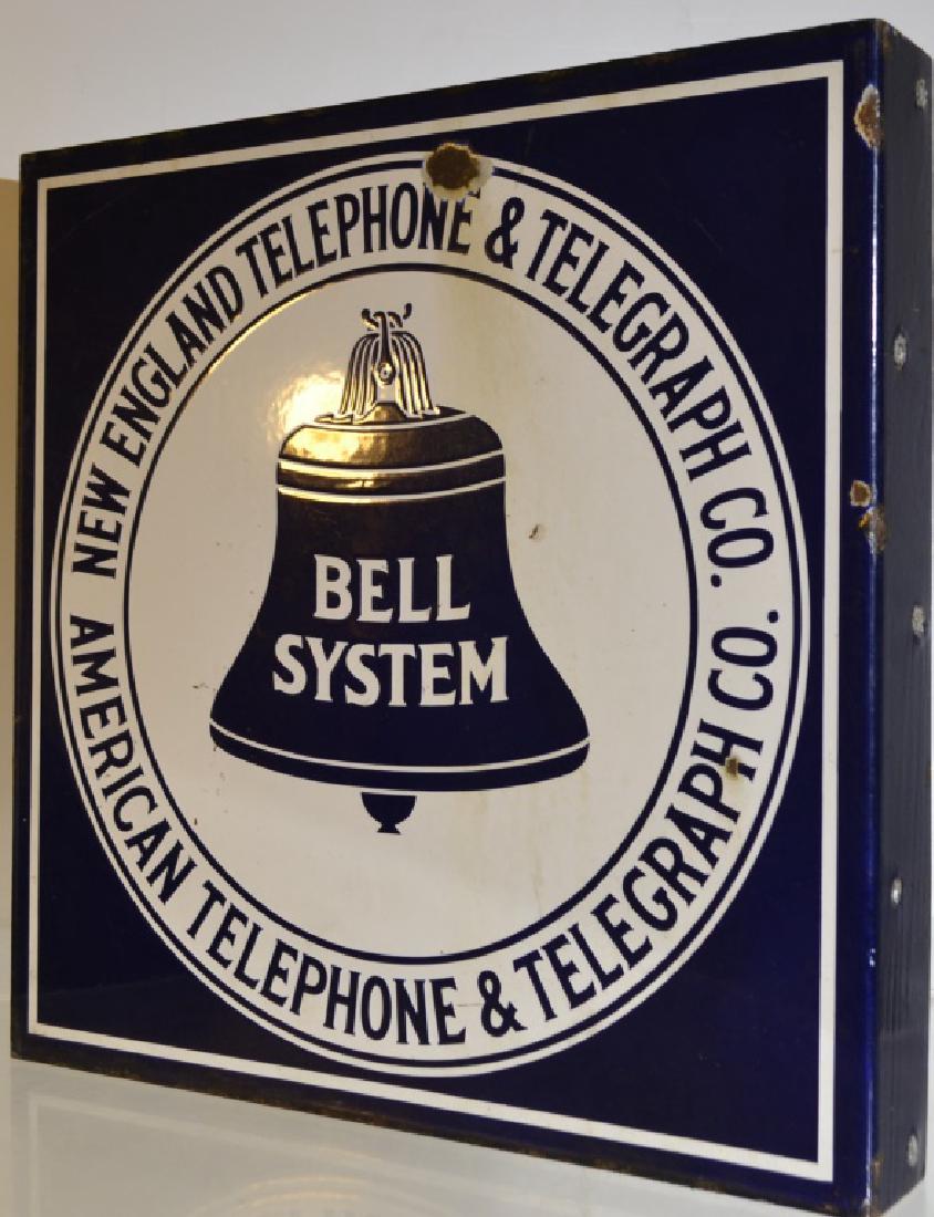 Porcelin Bell Telephone Sign 2 sided graphics reads (1 of 2)