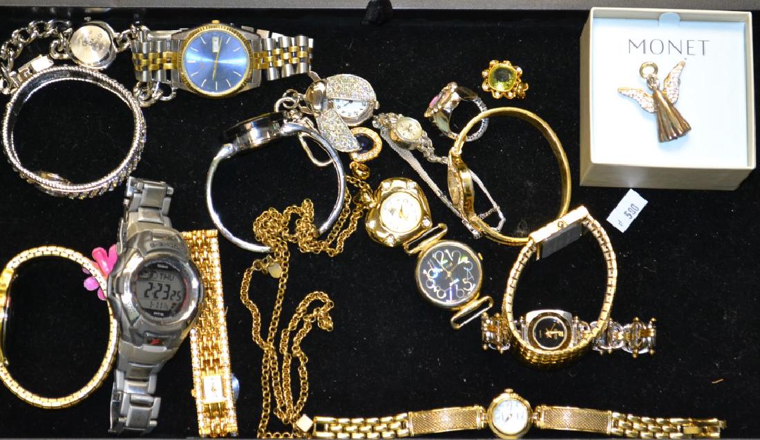 Grouping of Ladies and Men's Watches Ladies watches: Ladies watches includes Gruens, Nolan Miller and Crotan. Also a men's Seiko with blue face and a Botany 500.