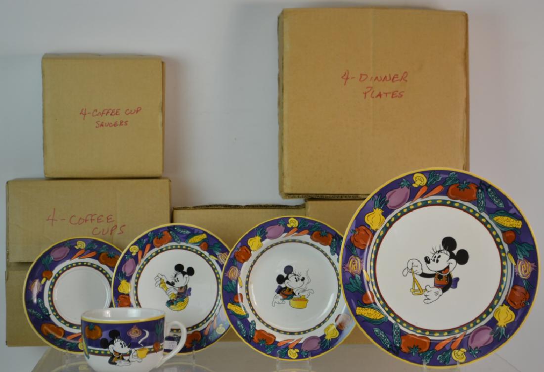 Disney Minnie Mouse Dishware Set: A 20 Piece set including 4 dinner plates, 4 soup bowls, 4 cups and saucers, 4 coffee cups and 4 cake plates. All unopened in original box.