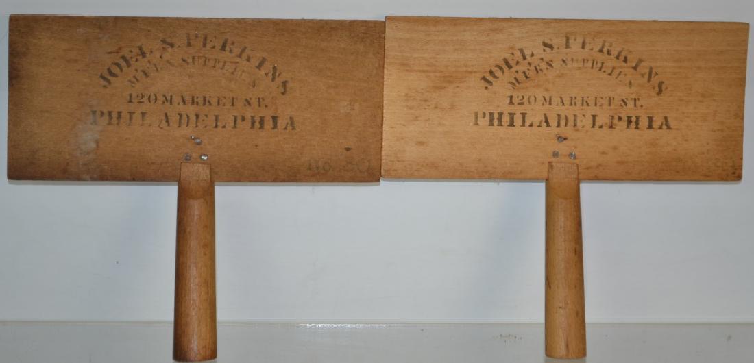 Pair of Joel S. Perkins Horse/Flax Brushes: Both have good graphics and are complete. They measure approx. 9"h x 10"w.