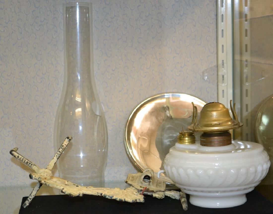 Victorian Oil Lamp with Mercury Glass Reflector (1 of 1)