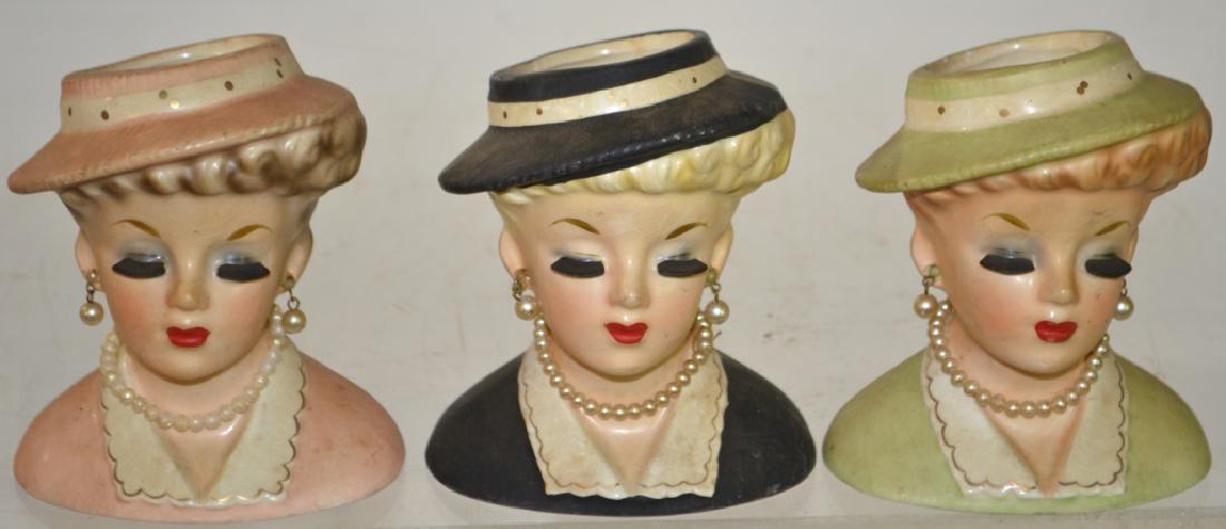 Three 1950's Lady Head Vases (1 of 1)