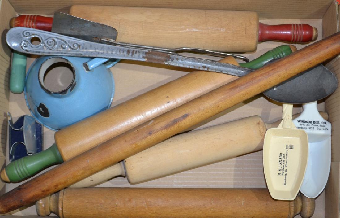 Rolling Pins and More: Including five wooden rolling pins, plastic advertising scoops and more.
