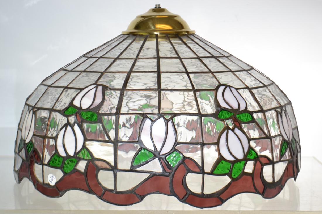 Stained Glass Dome Shade: Item measures approx. 13"h x 20"dia. and can be used for a hanging lamp. This is a quality contemporary item.