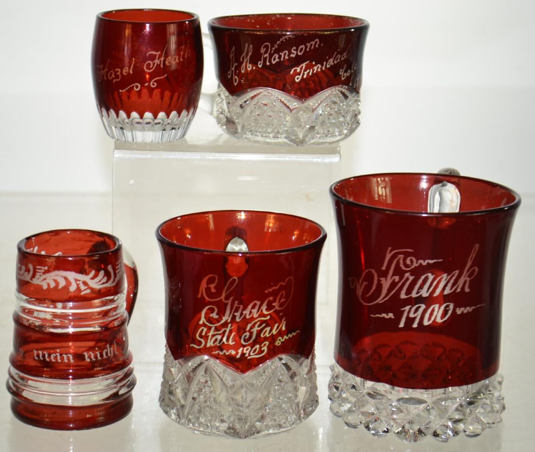 Five Pieces of Flashed Ruby Glass (1 of 5)