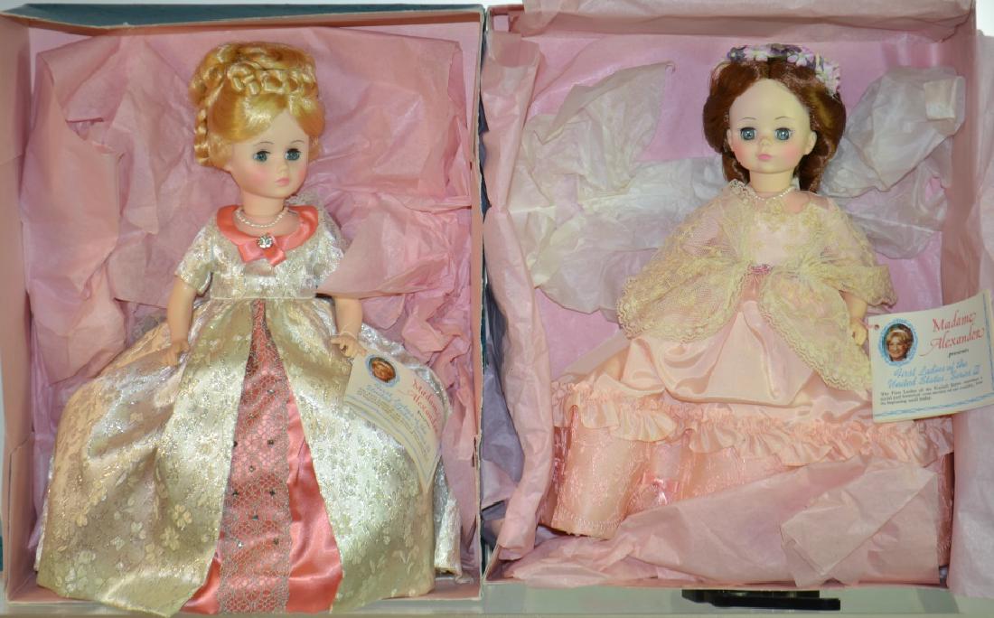 Two 14" Madame Alexander Dolls in Blue Boxes: Both dolls are from "The First Ladies of the United Stats #3" series and have the original hang tags.