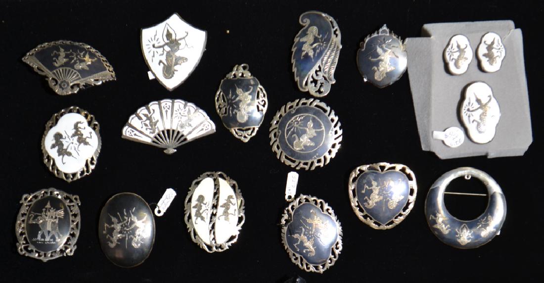 Damascene Sterling Siam Pin Grouping (1 of 1)